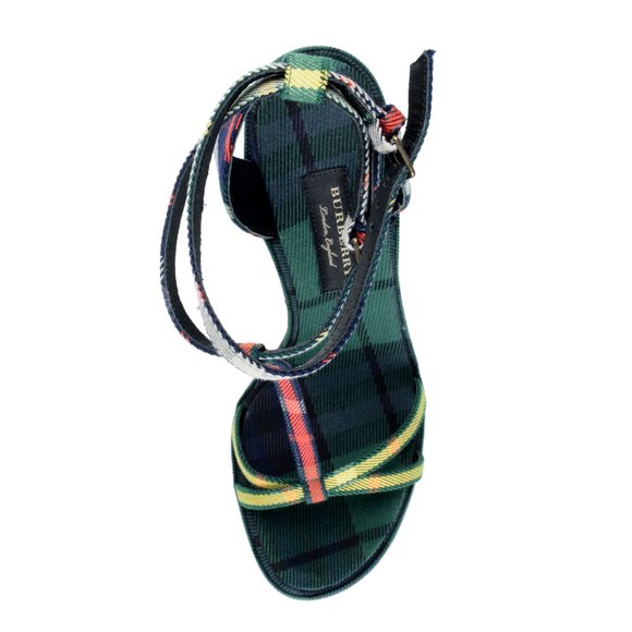 BURBERRY "London Canvas High Heels Sandals Shoes - Picture 7 of 8
